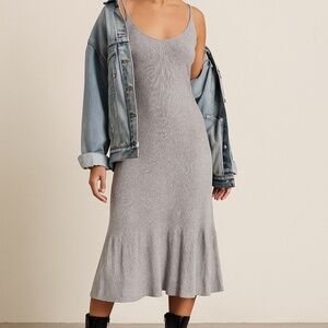 MINIMUM | Size Small | Grey Tiered Linen-Look Maxi Dress